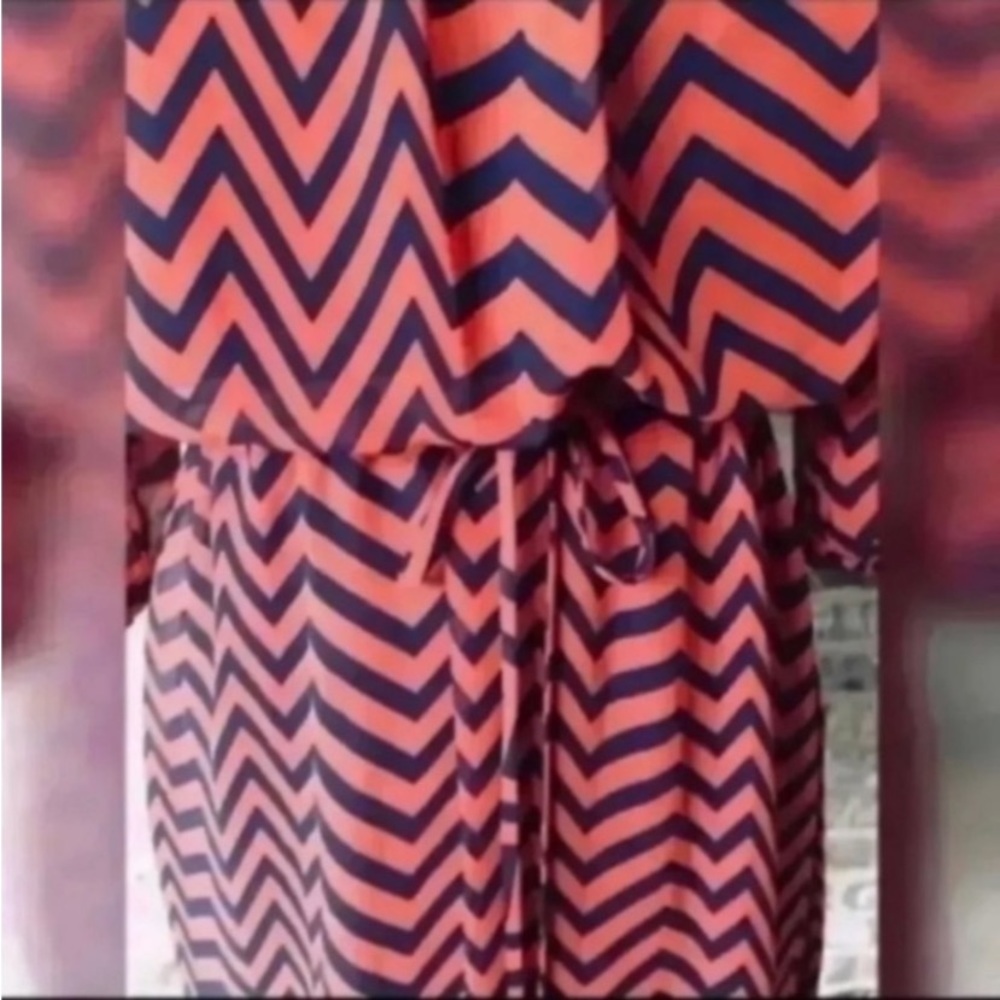 CHEVRON DRESS WITH DRAWSTRING WAIST - Picture 5 of 12
